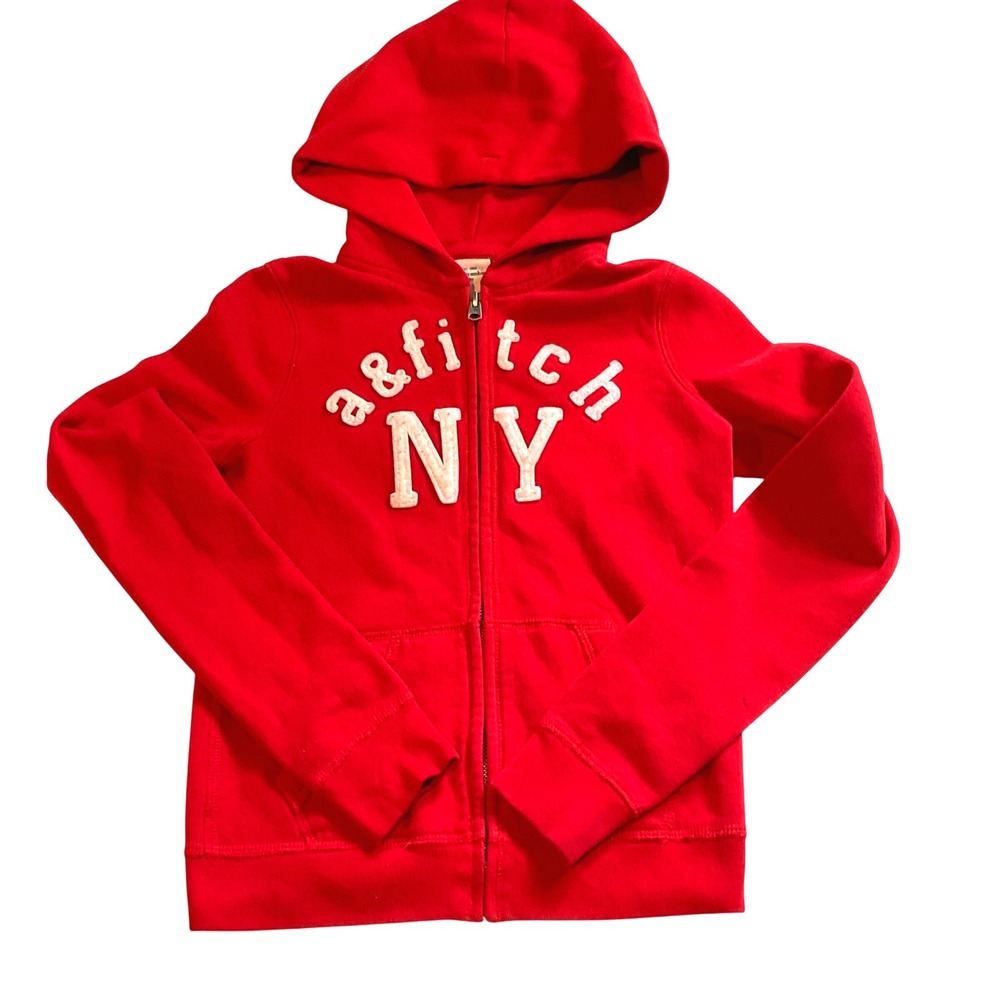 Abercrombie Fitch vintage y2k kids full zip jacket hoodie sweatshirt red white M